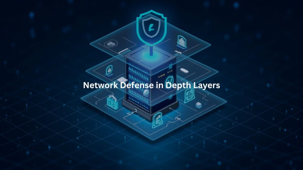 A digital illustration showing multiple translucent layers wrapped around a central glowing server.