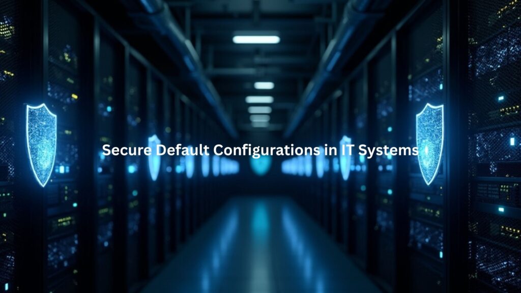 A dimly lit server room where rows of black server racks glow faintly with indicator lights.