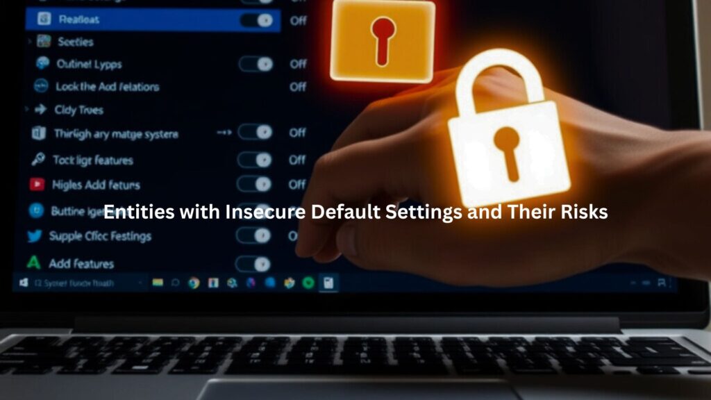 A laptop screen filled with system settings icons, some toggled “off” with glowing padlock symbols layered over them.