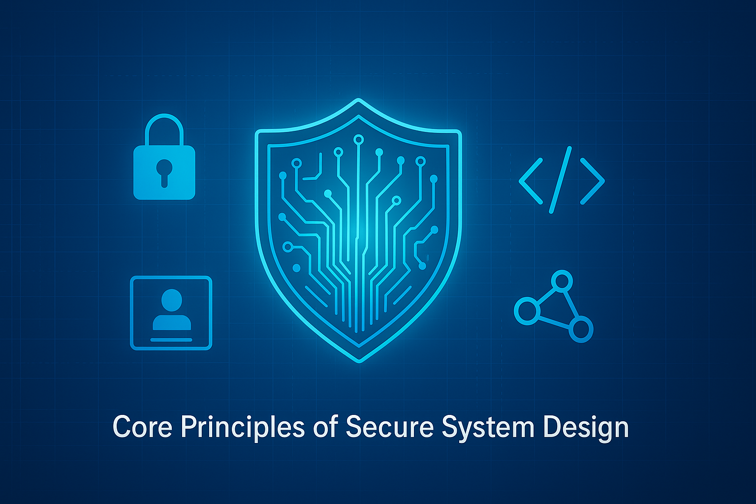 Graphical representation of core security concepts like encryption, access control, and threat modeling.