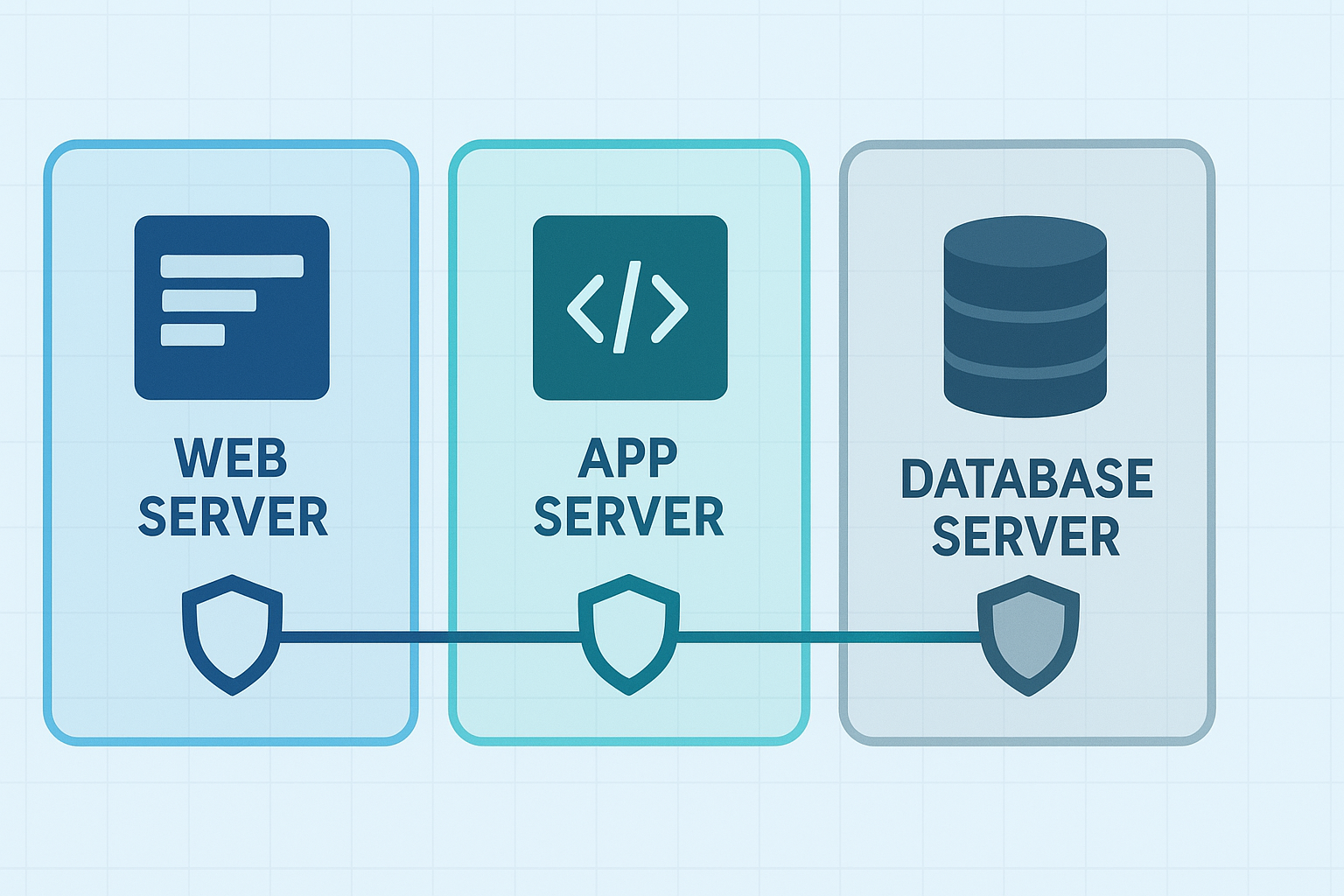 Layered defense strategy to protect data flow across web, application, and database server trust boundaries.