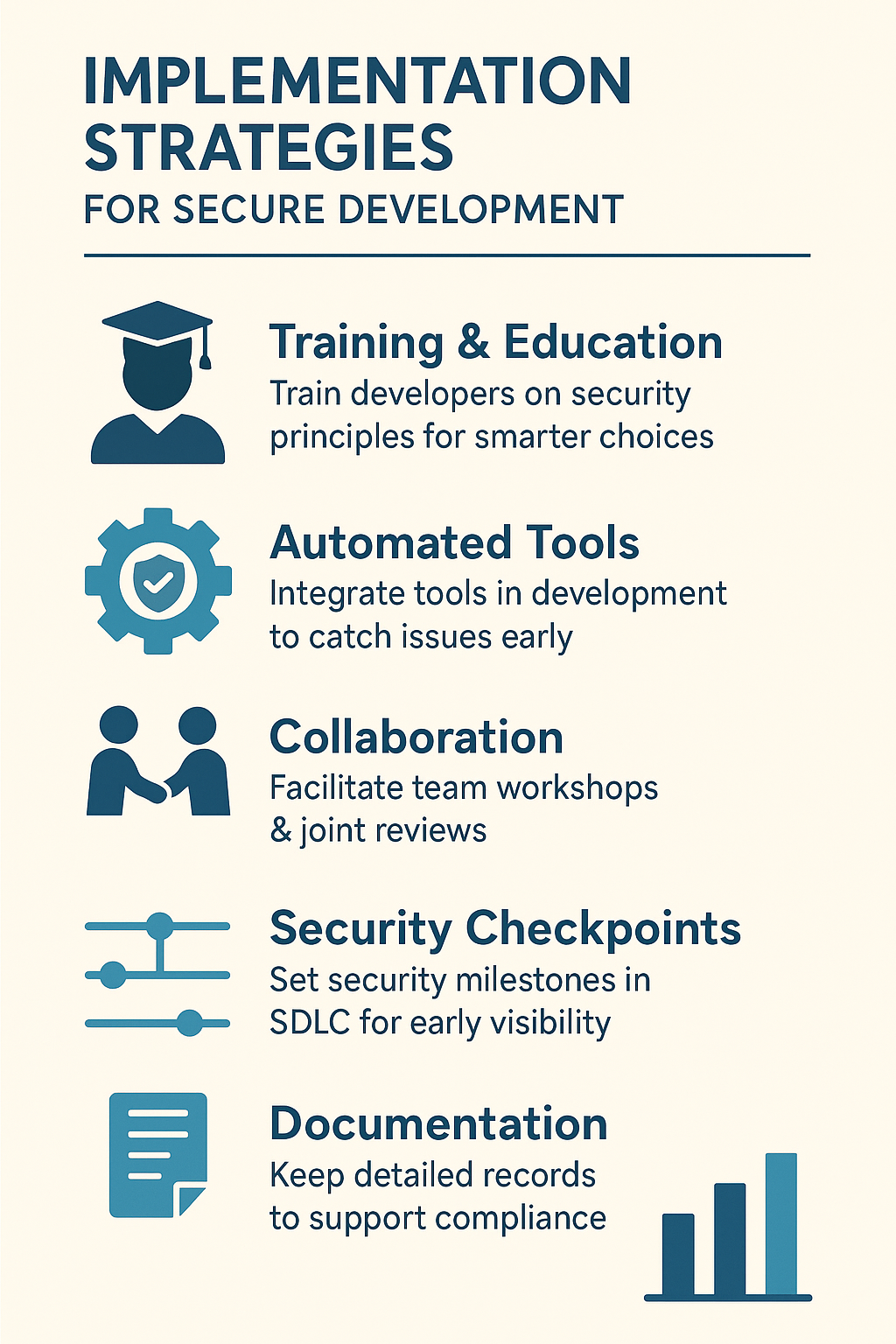 Establishing security checkpoints and documentation practices to enable cost-conscious, standards-driven secure development.