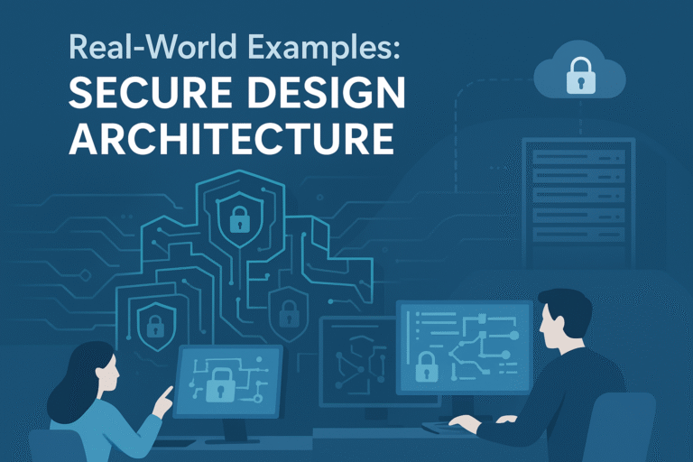 Conceptual image showcasing secure architecture with lock symbols and digital components.