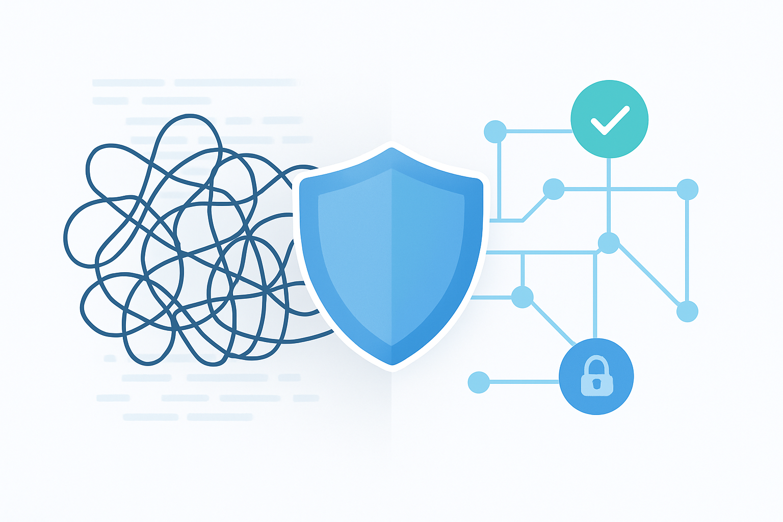 Minimalist design elements illustrate [how simplicity improves security] by reducing vulnerabilities through focused safeguards.