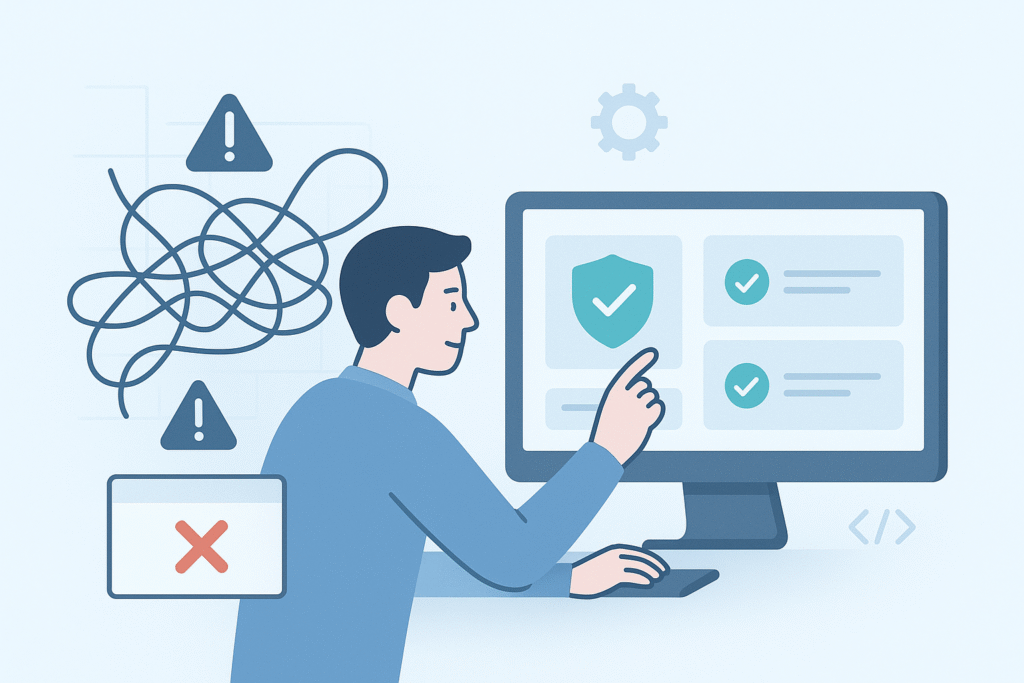 Straightforward system design contrasts tangled problems, demonstrating [how simplicity improves security] through focused security measures.
