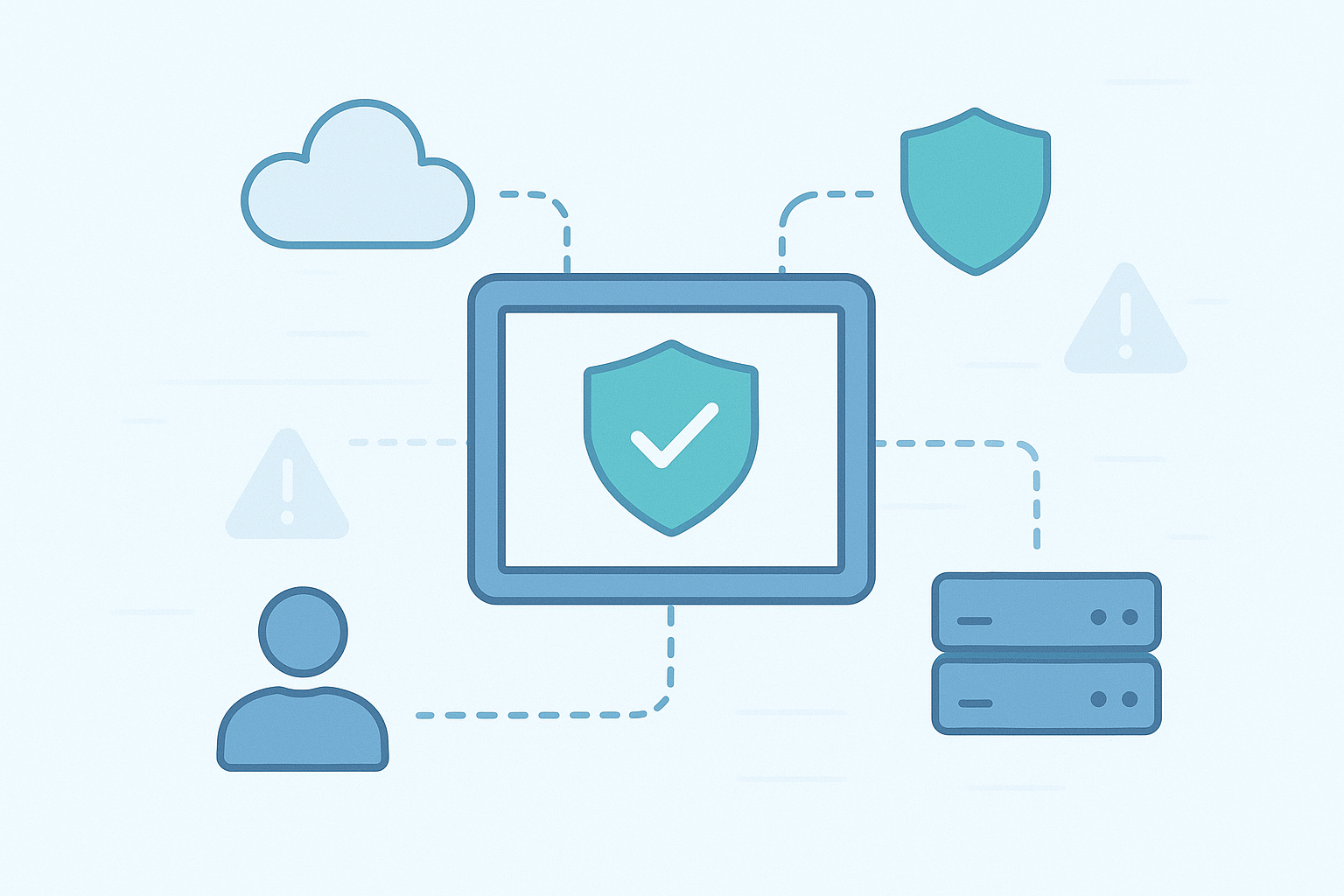 Uncomplicated visual elements like the shield and cloud symbolize [how simplicity improves security] through straightforward protection methods.