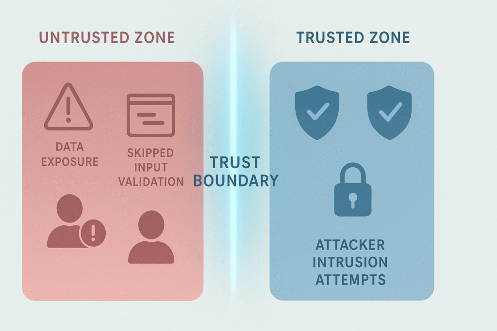 Illustration depicting the separation between untrusted inputs and encrypted data within a trusted software environment.