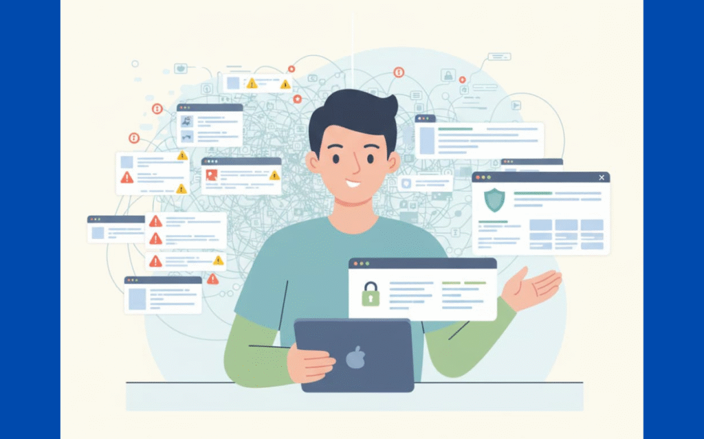 A user navigating a complex digital landscape confidently, highlighting the value of intuitive security interfaces.