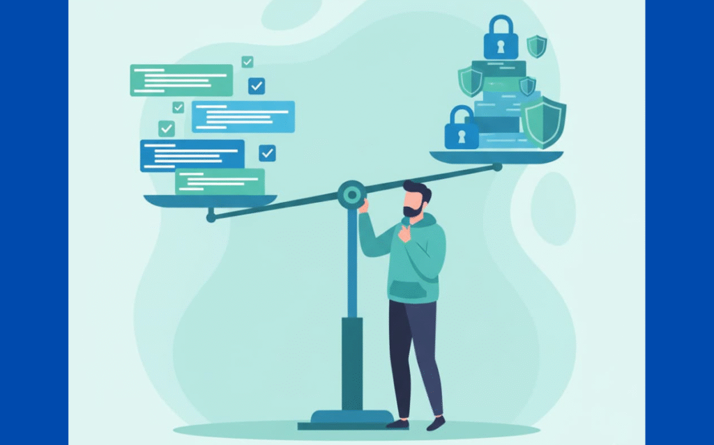 Visual representation of a user-friendly software security framework, emphasizing the "keep it simple" principle.