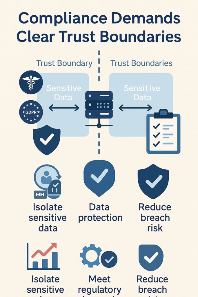 Highlighting the significance of trust boundaries in isolating and protecting sensitive data through robust threat modeling.