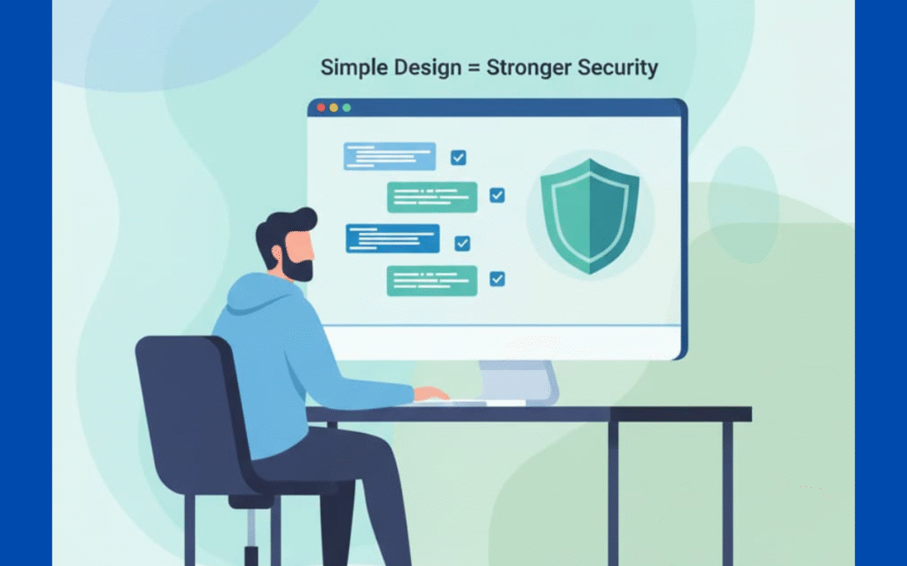 Visual representation of the concept that straightforward software design leads to stronger overall security.