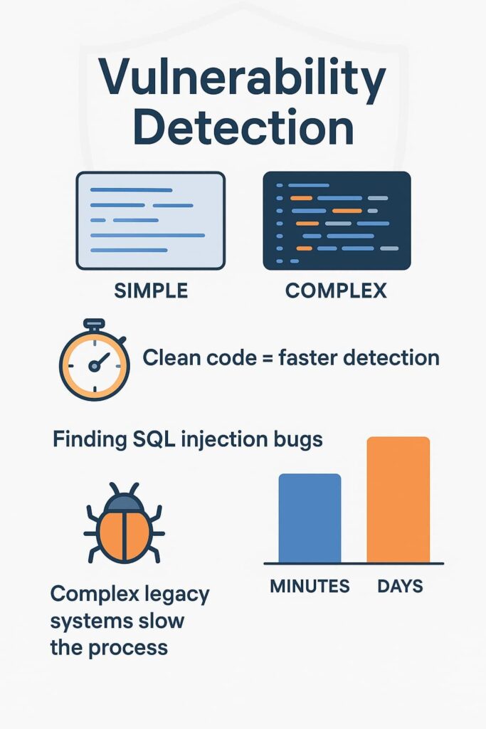 Infographic highlighting the benefits of clean, straightforward code for faster detection of vulnerabilities and security issues.