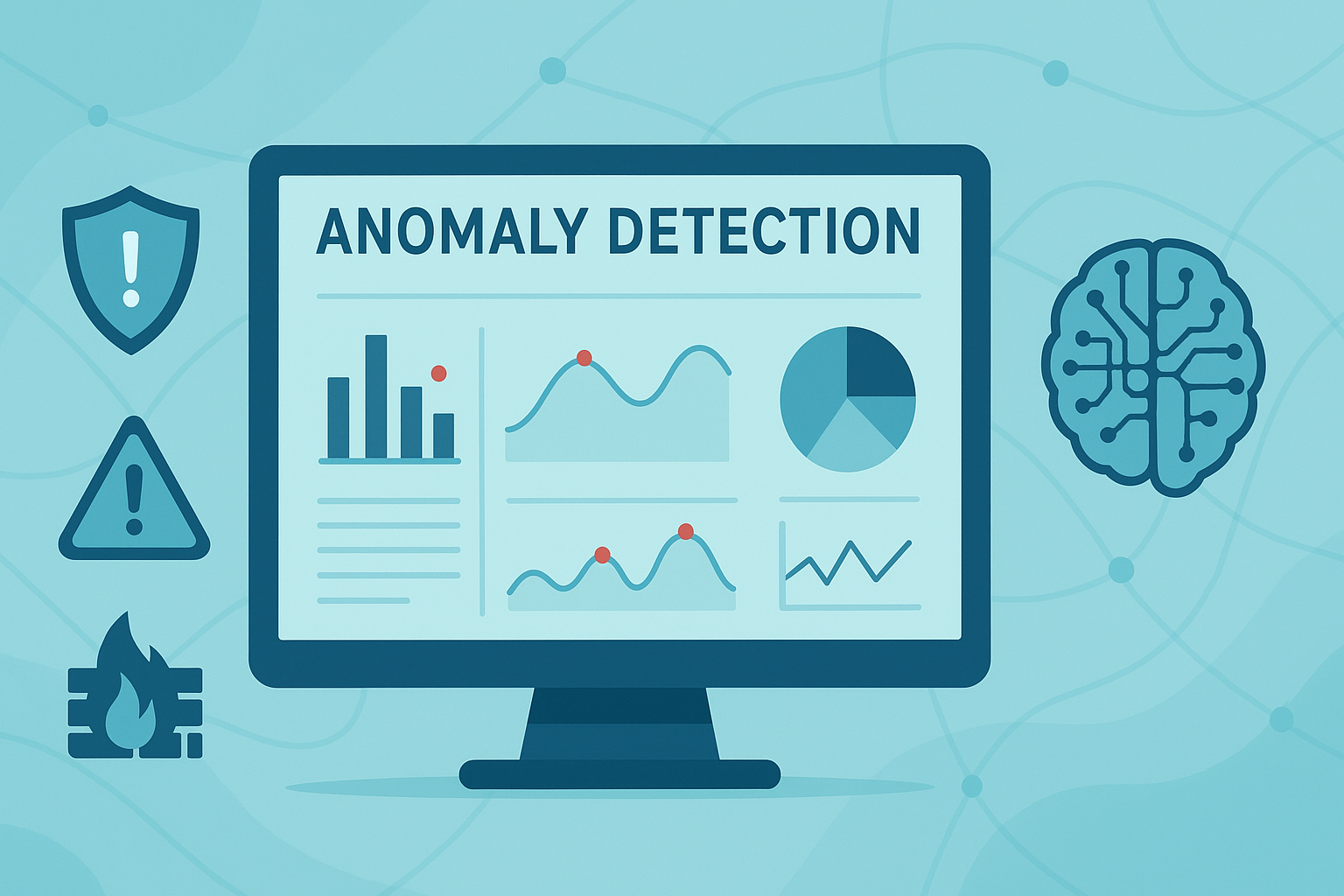Illustration showcasing data analytics tools for monitoring and mitigating anomalies in digital systems.
