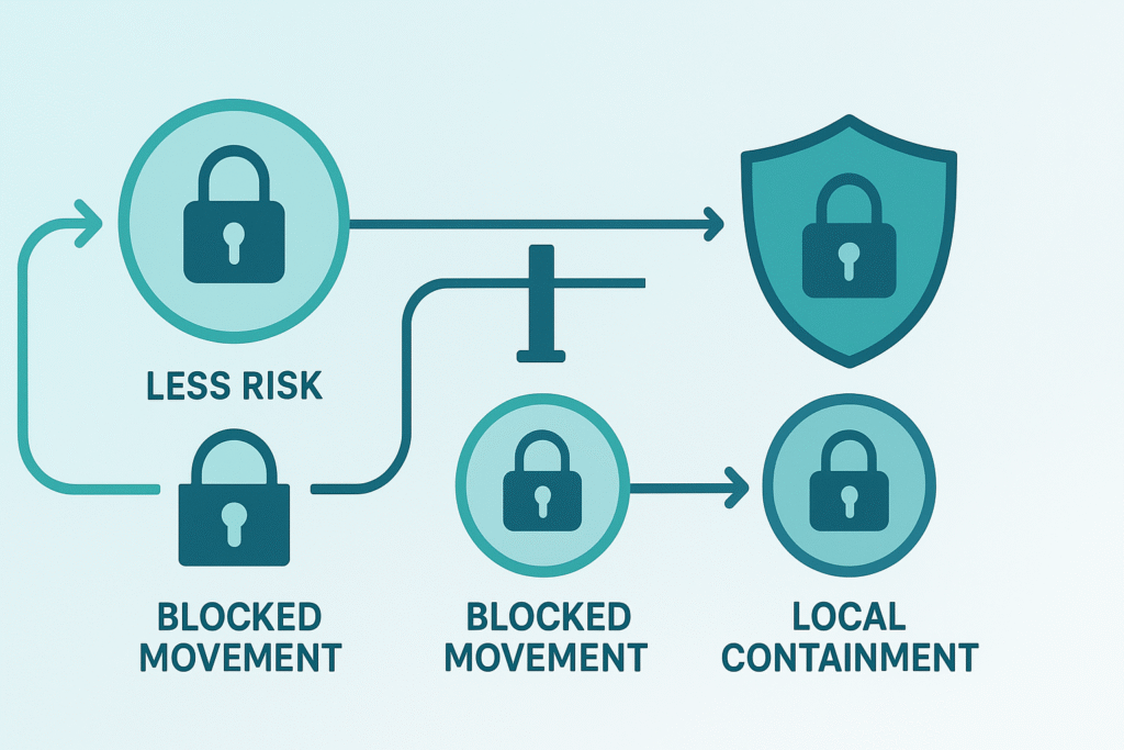 Establishing trust boundaries through access controls and movement restrictions to enhance cybersecurity.