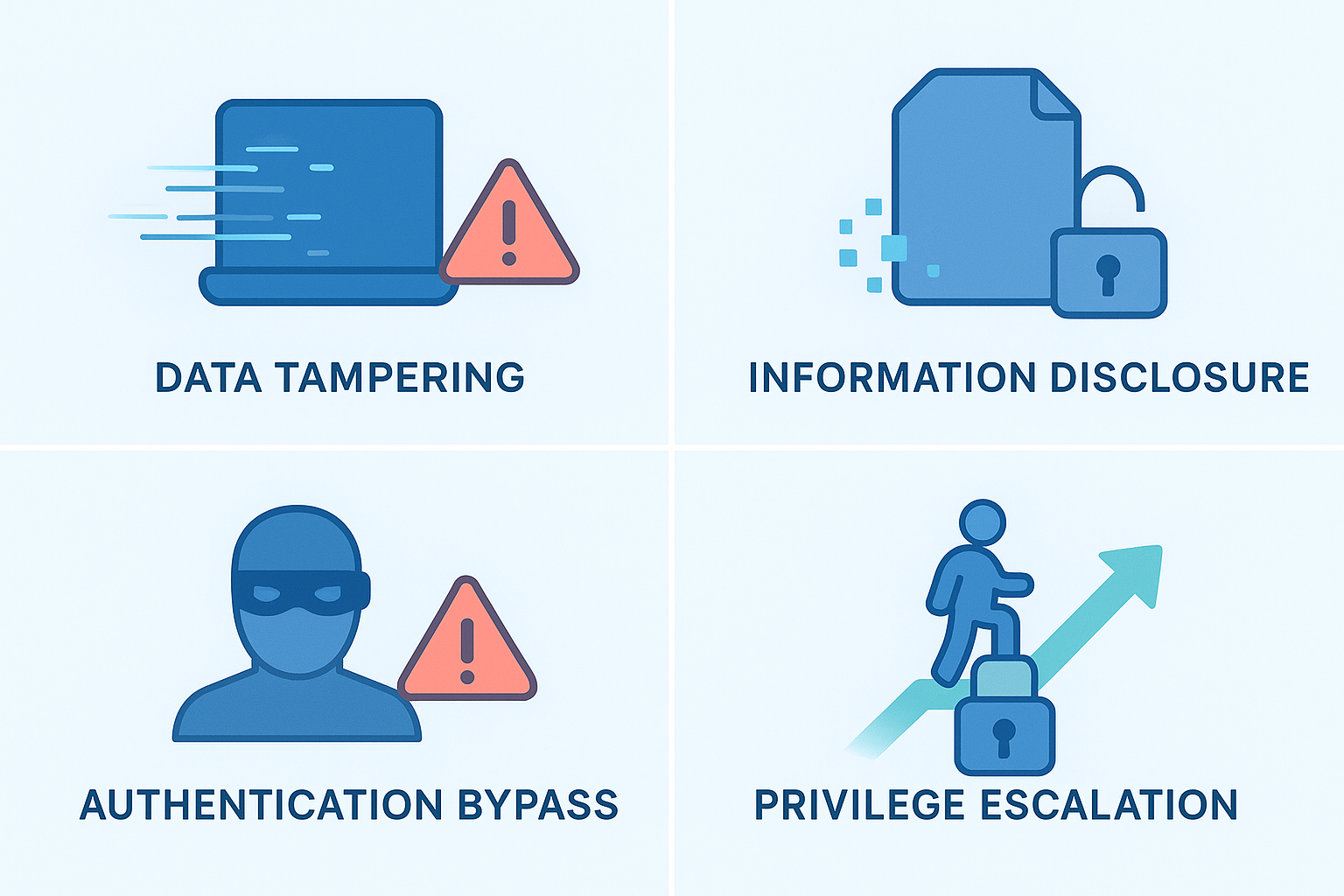 Visualizing common security vulnerabilities that can compromise [securing trust boundary crossings] in an application.