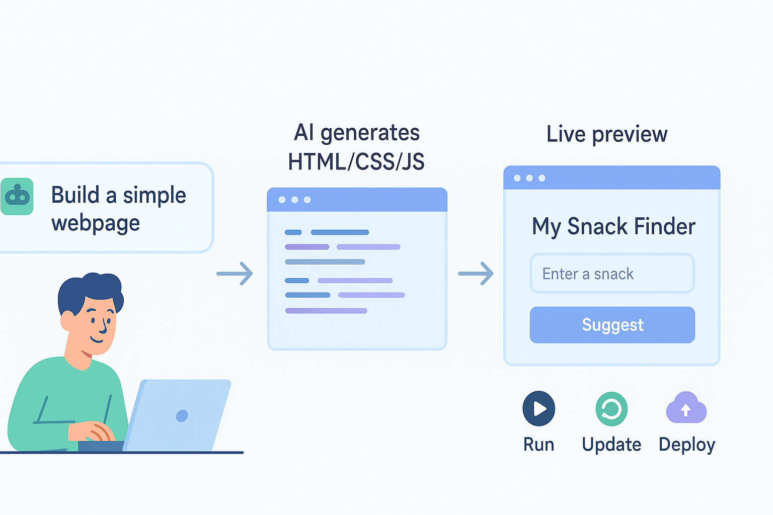 [Getting Started with Vibe Coding] A user-friendly interface demonstrating the creation of a simple webpage, with AI-generated content and interactive features.