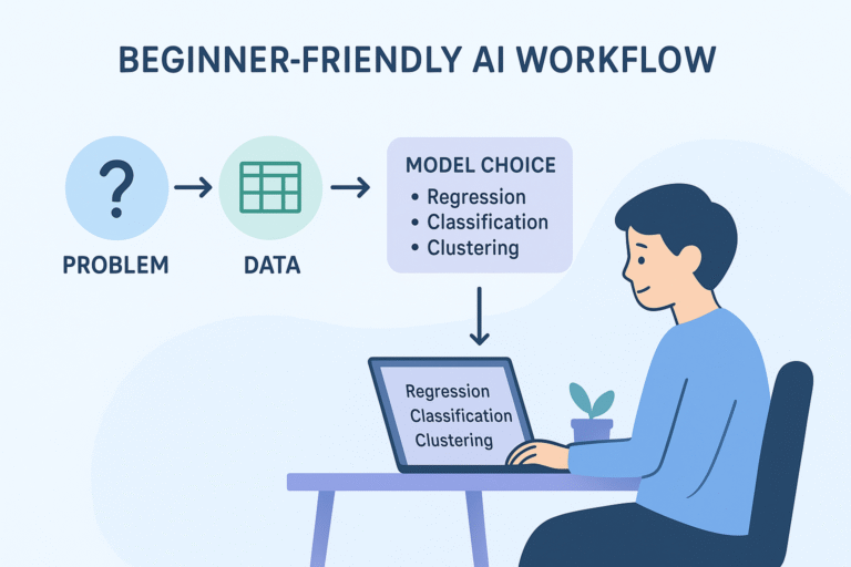 Beginner's guide to [choosing an AI model for your first project]: Problem, data, and model choice process.