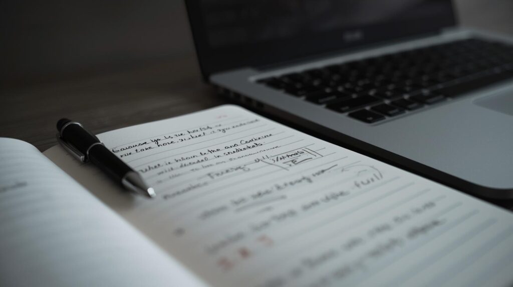 Handwritten notes demonstrating why iterative prompting yields better results with structured planning approach