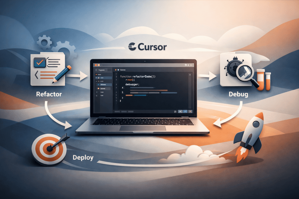 A UI mockup showing a developer asking an AI assistant to explain a fetchData function within a code editor.