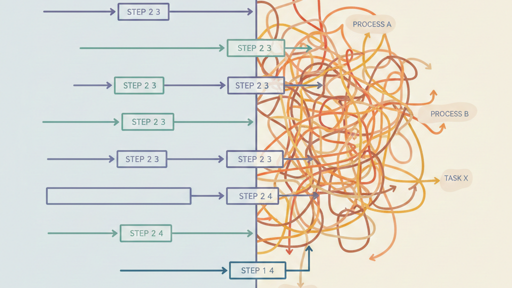Key workflow differences: Contrasting linear and complex processes, highlighting interconnections and interdependencies.