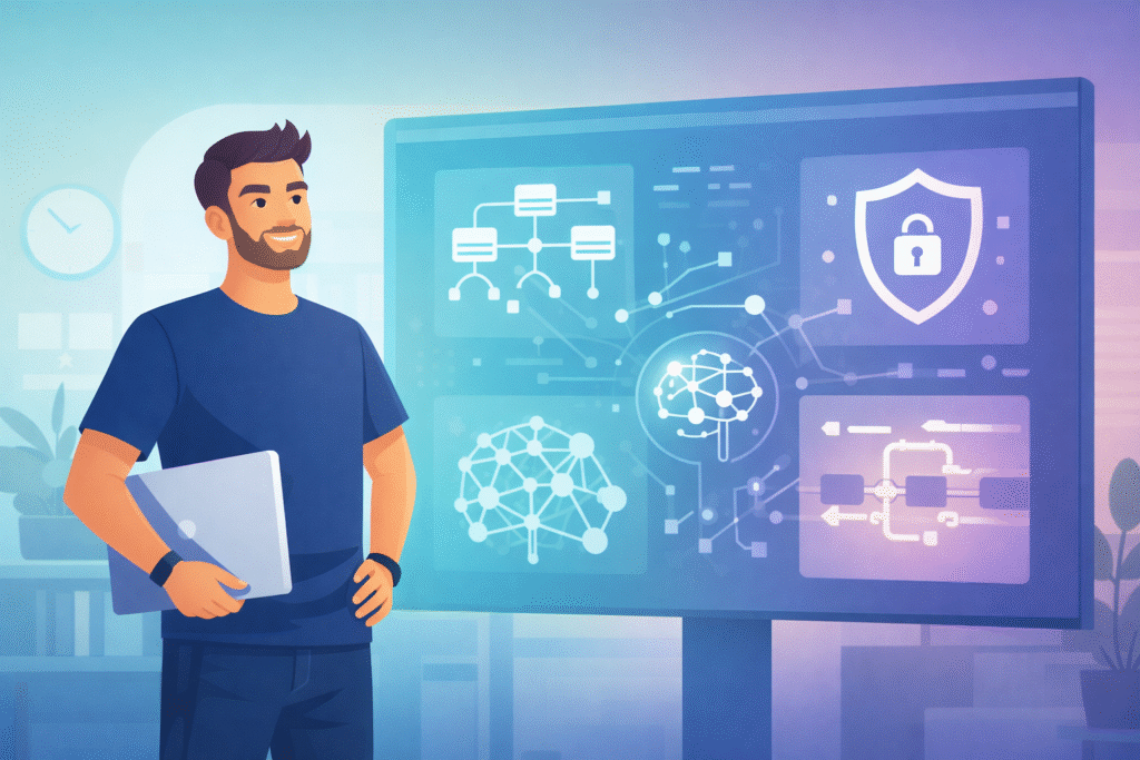 How This Changes the Future of Programming Jobs illustrated with future skills like AI, DevOps, and security