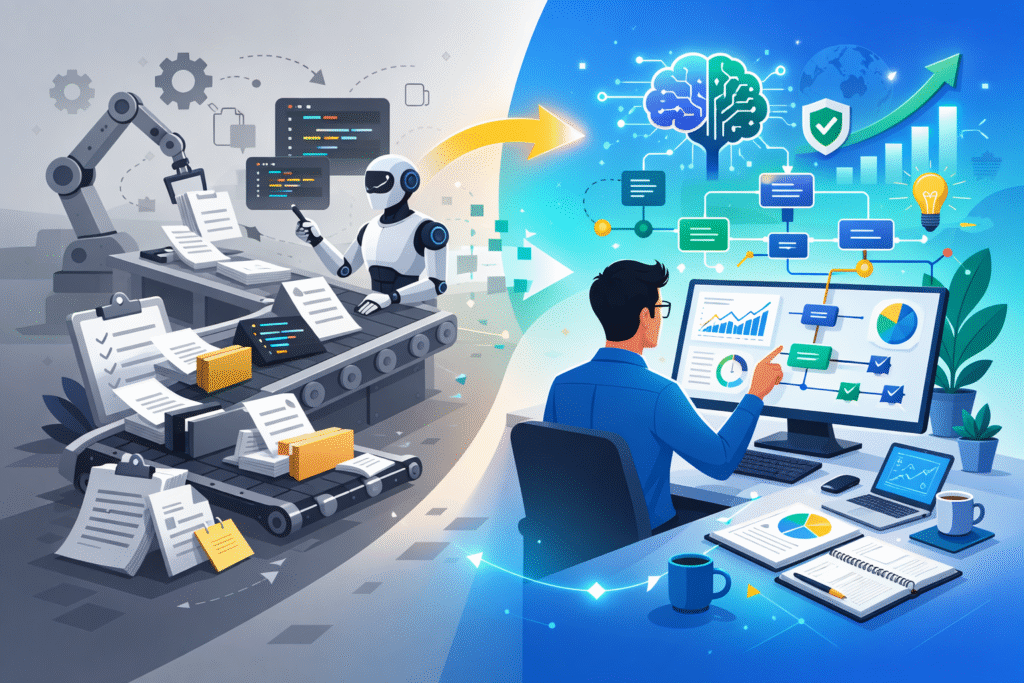 How to Adapt Your Career for an AI-First World showing shift from automation to human oversight