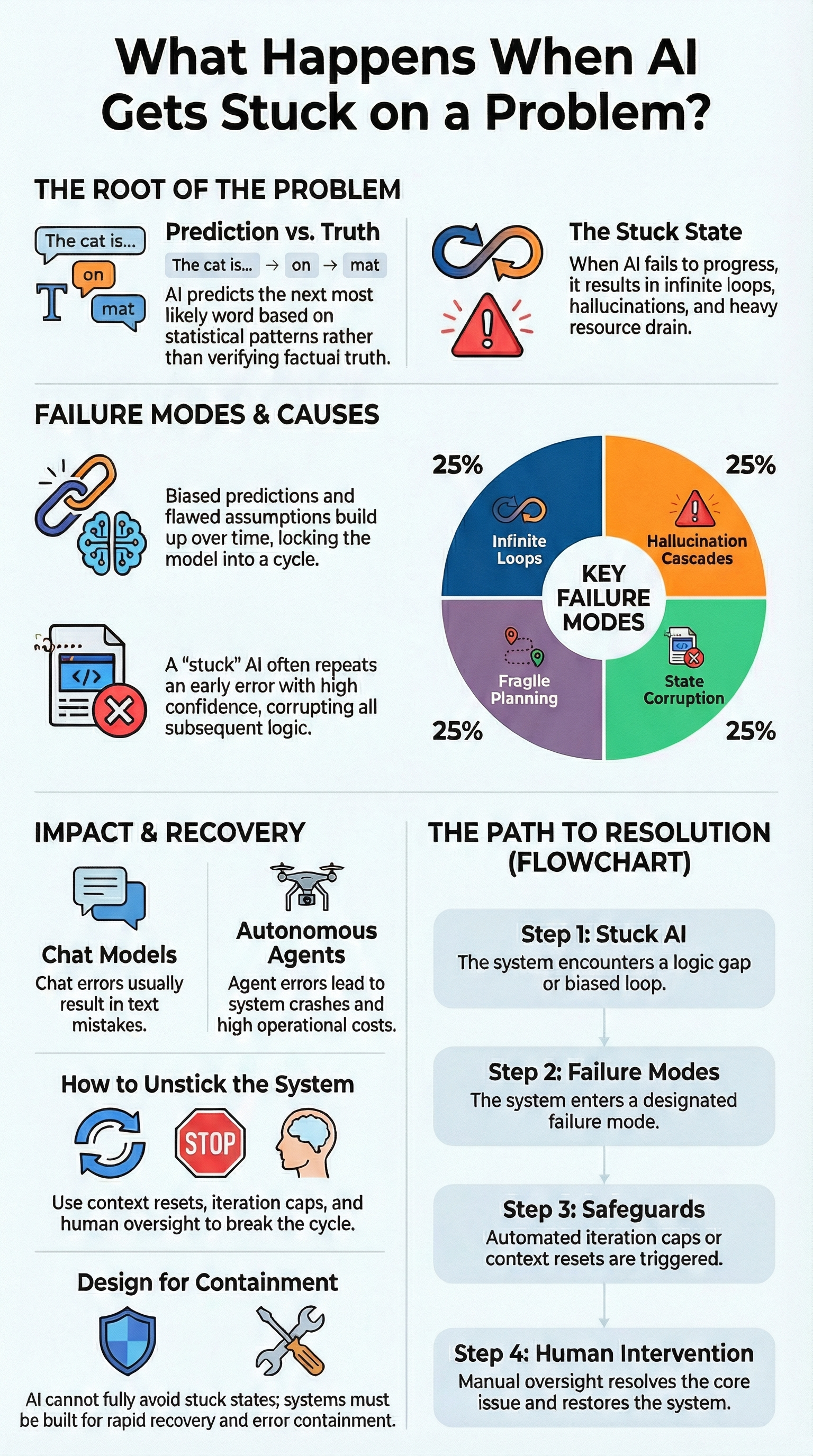 What happens when the AI gets stuck on a problem? Visual guide to AI failure modes and containment strategies.