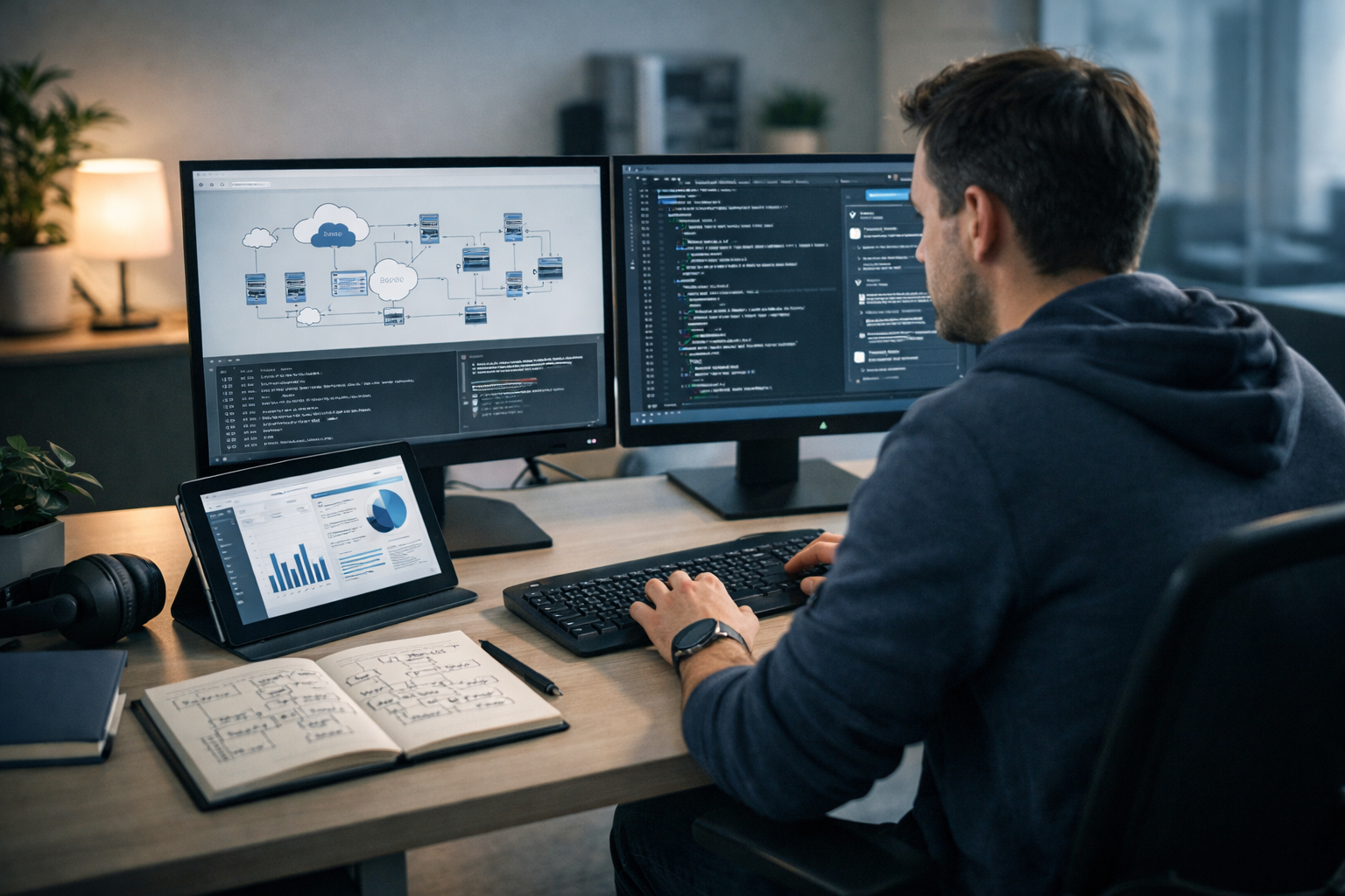 Thoughtful coder analyzing AI output to reflect What New Skills Do Modern Programmers Need today