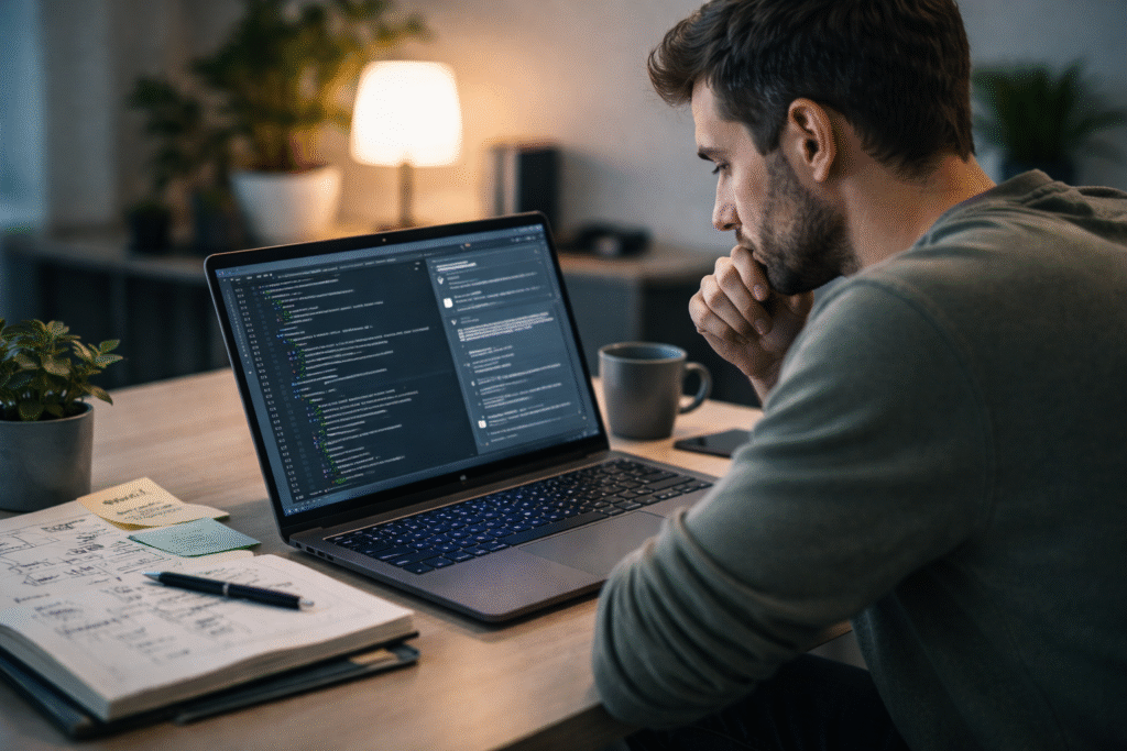 Developer workstation showing AI and cloud tools tied to What New Skills Do Modern Programmers Need