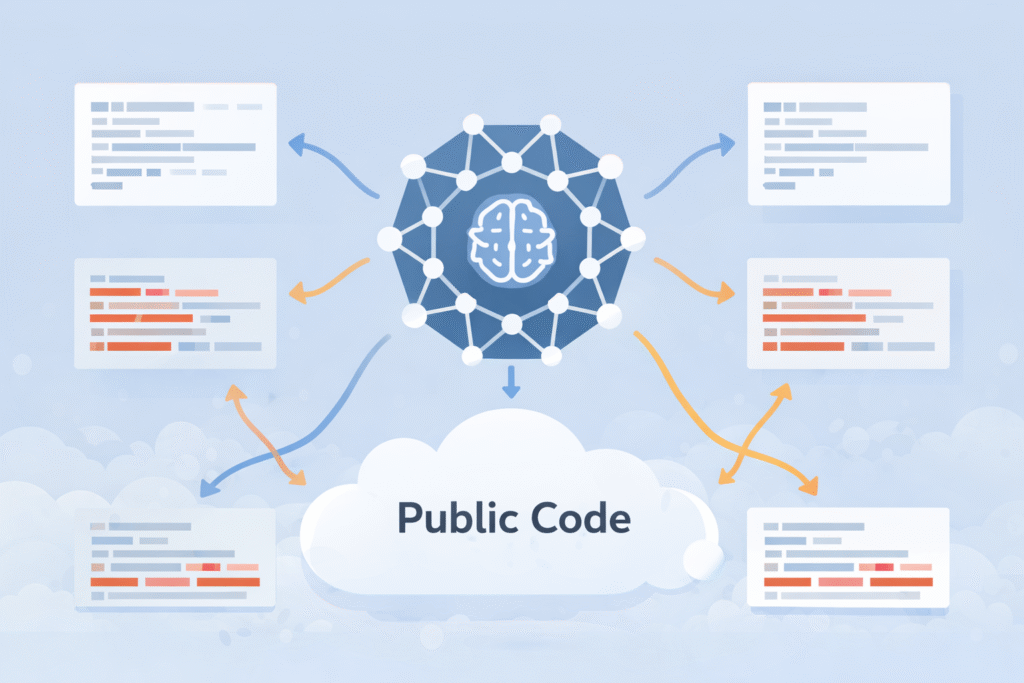 Neural network absorbing public code illustrating why AI might produce inefficient code