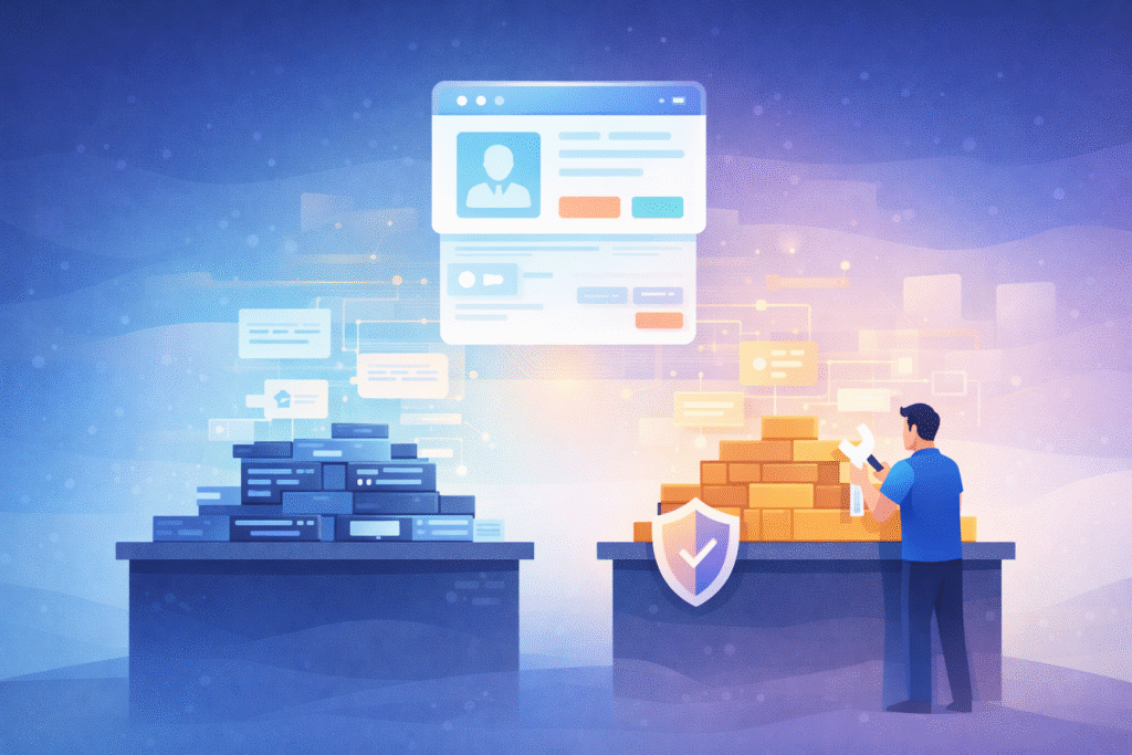 Will Vibe Coding Replace Software Developers visual of AI code blocks versus human secure engineering