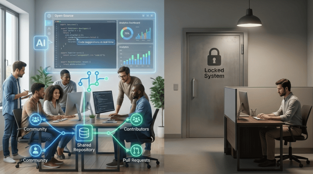 How will AI impact open-source contributions by connecting community, contributors, and shared repositories with real-time AI suggestions