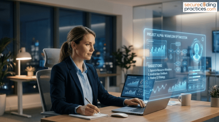 What is the end goal for human-AI collaboration shown as a professional reviewing AI workflow optimization suggestions