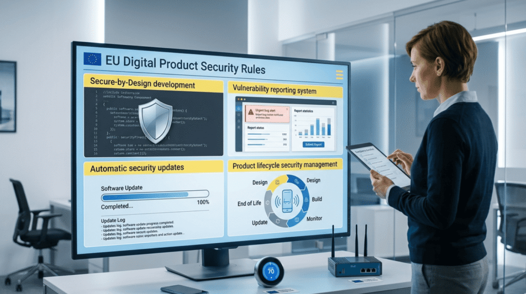 Engineer analyzing EU digital product security rules covering the Scope & Applicability of the CRA