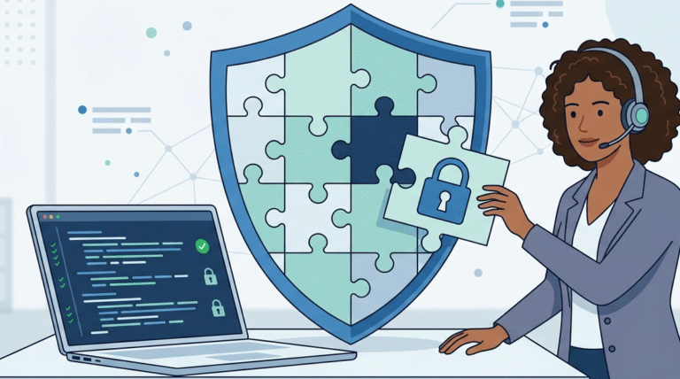 Expert presenting a CRA Secure Software Implementation Guide dashboard with a compliance badge. 