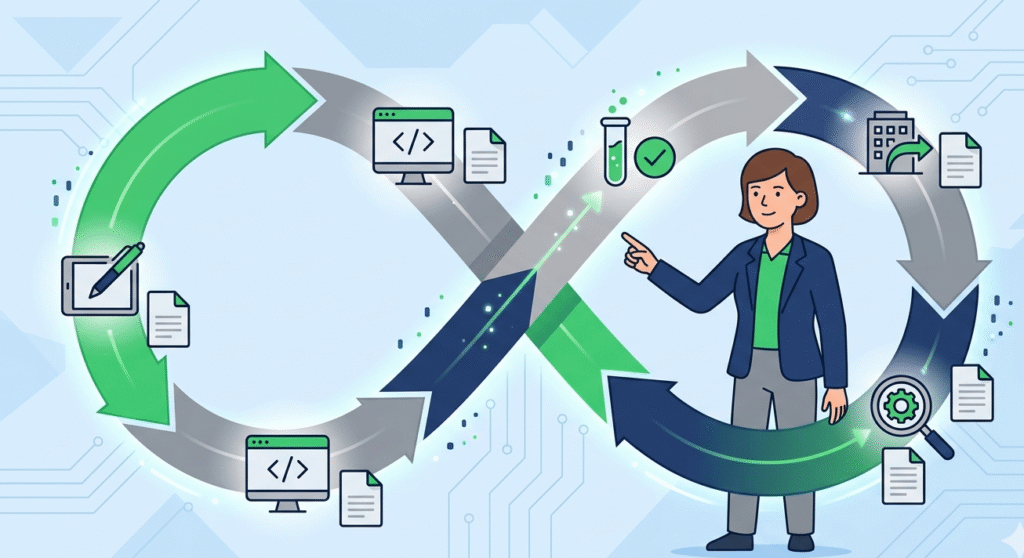  Infinity loop diagram for continuous Cyber Resilience Act technical documentation in the software lifecycle.
