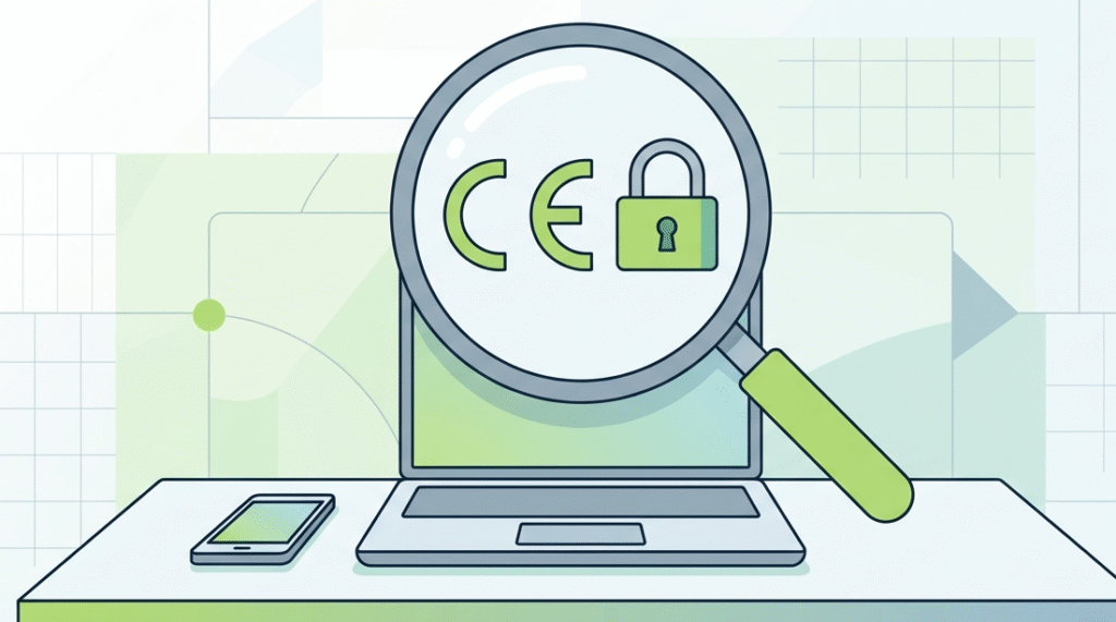 Illustration of a magnifying glass and padlock representing cyber resilience act vs nis2