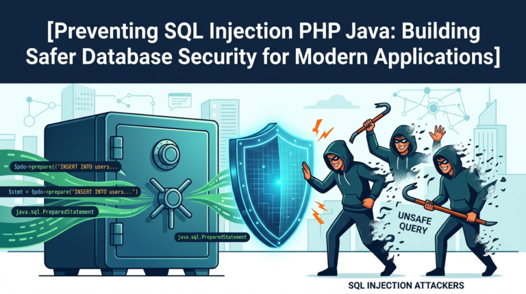 Protecting databases by preventing SQL injection PHP Java using digital shields and prepared statements.