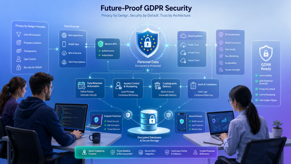 Secure Handling PII Data GDPR concept showing future-ready privacy controls, APIs, and protected data systems.