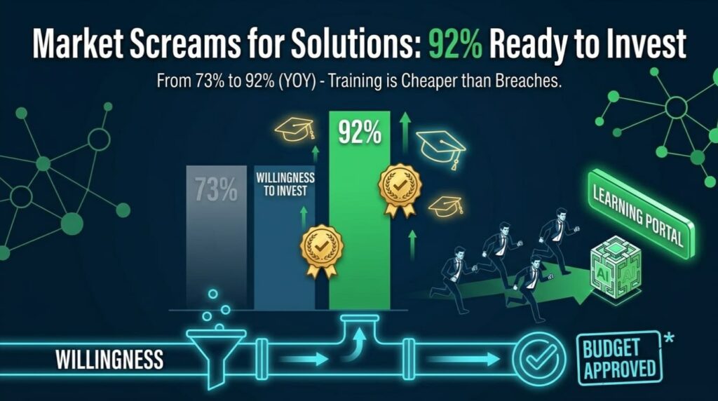 Investment readiness chart showing rising willingness to fund certifications supporting PCI compliance software