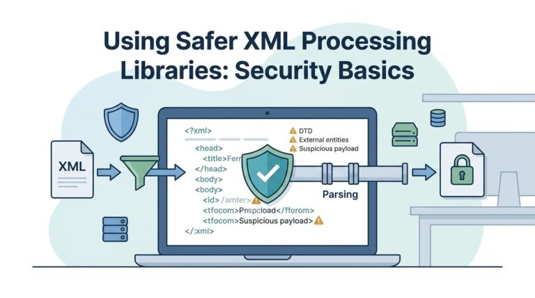 Using safer XML processing libraries to filter and validate XML data before secure parsing and storage