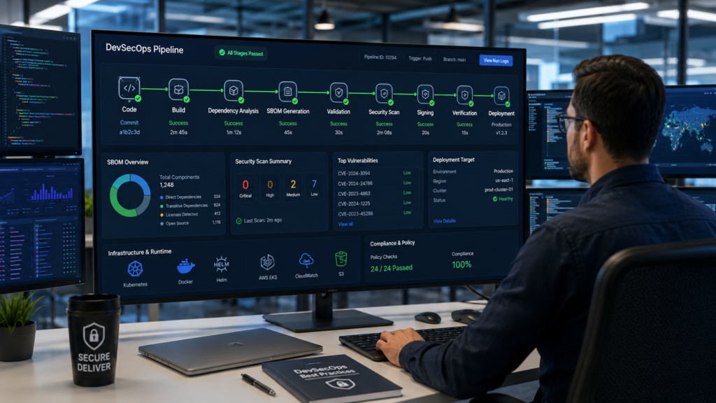 Automated creating software bill materials SBOM generation in a DevSecOps CI CD pipeline