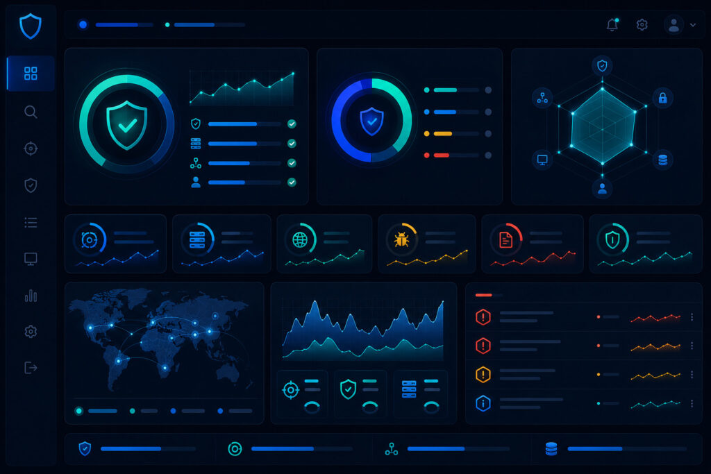 Professional conceptual illustration of modular components in an automated configuration scanner.