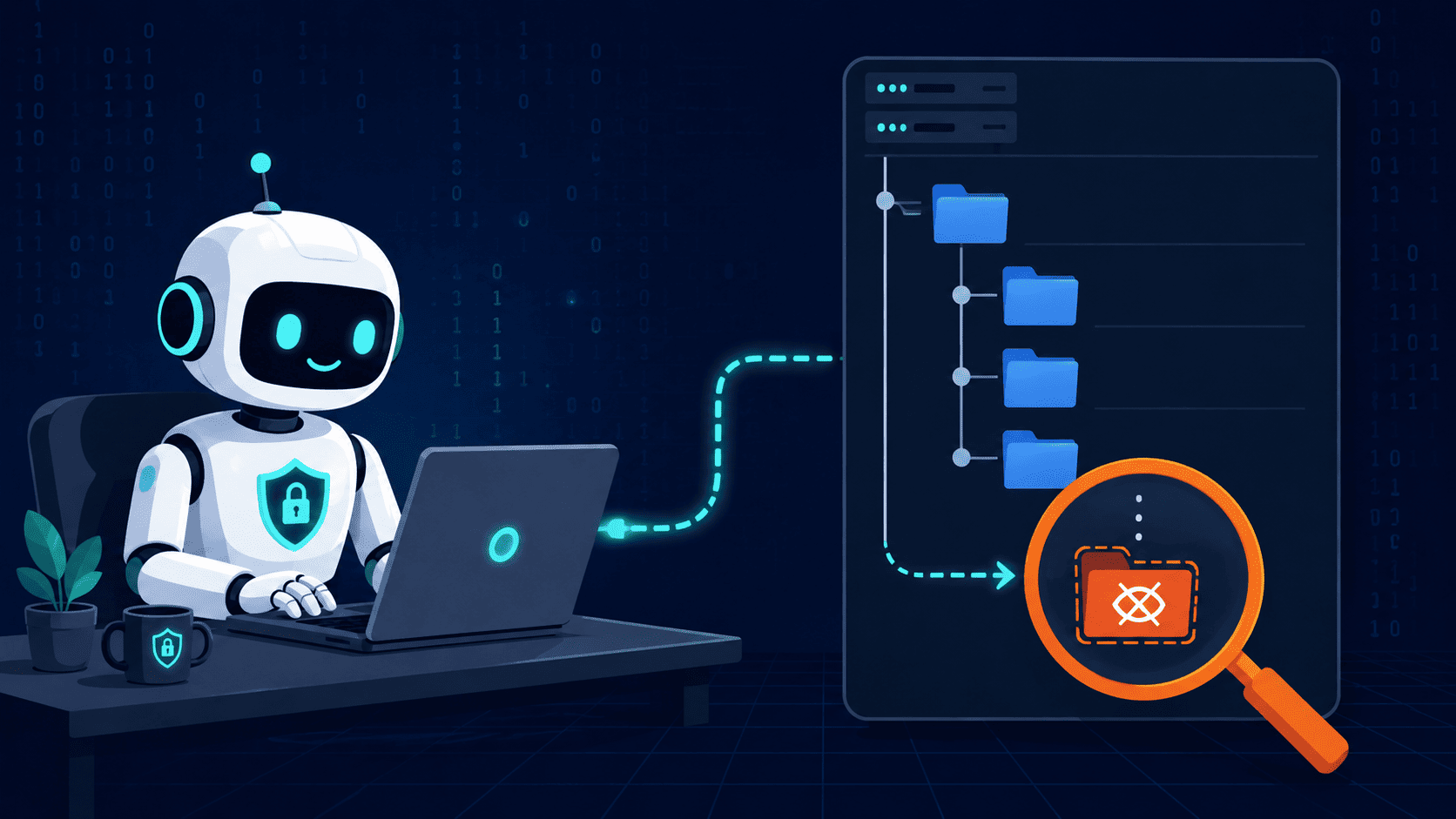 Security AI scanning server folders to detect force browsing vulnerability examples by identifying restricted directories exposed in file trees.