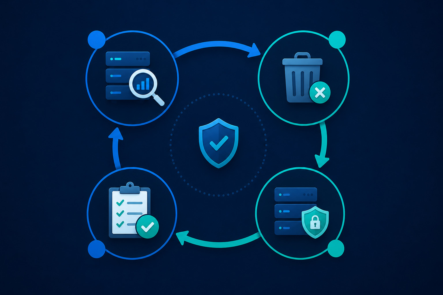 Professional workflow diagram illustrating the 4-step security hardening cycle.

