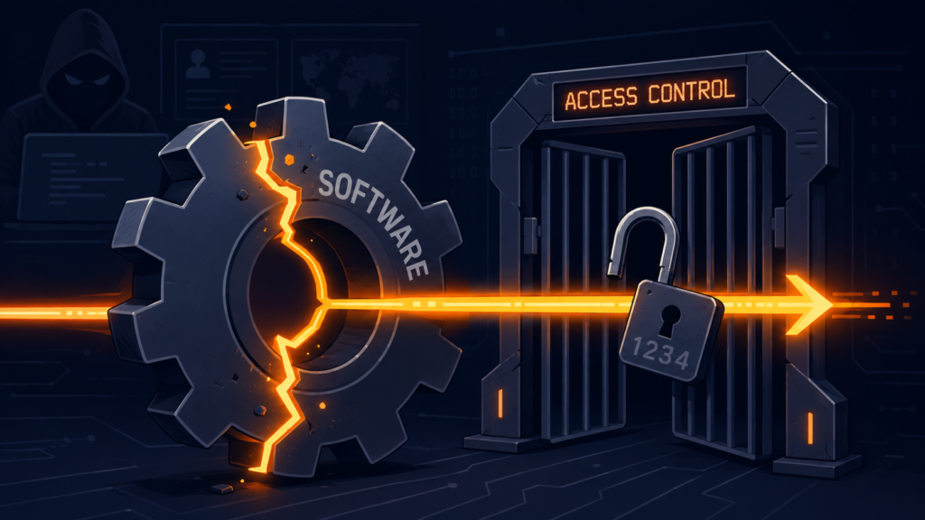Insecure components security misconfiguration breaks a software gear, letting attackers bypass access control.