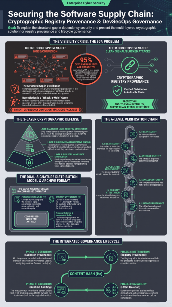 Infographic on benefits using SCA development lifecycle through cryptographic registry provenance and governance