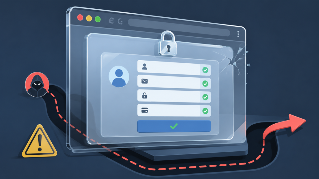Hacker bypassing a login form, demonstrating the Importance of Server-Side Validation against client-side tampering.