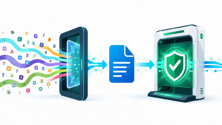 Phone data streaming into a document then a secure server, showing why validating input after canonicalization important.
