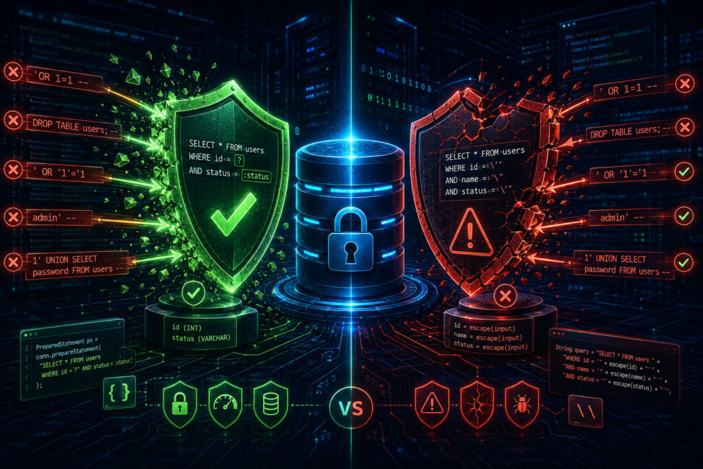 Parameterized Queries Vs Escaping Input for Database Security